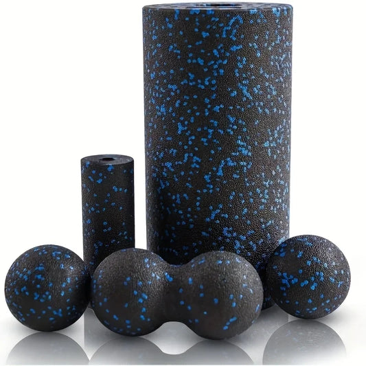 5pcs High-Density Foam Rollers Set - Muscle Massage, Yoga & Therapy, Includes Back Roller, Peanut Ball, Portable Exercise Tools
